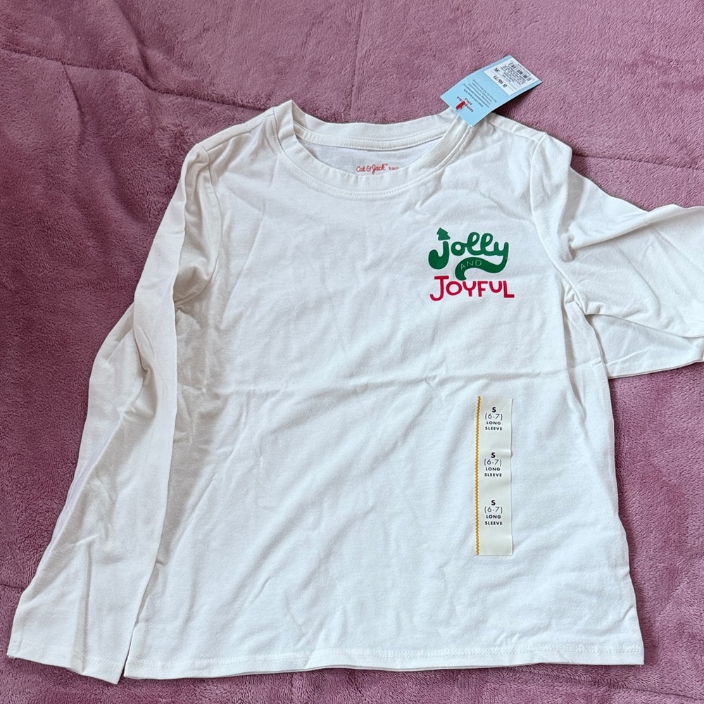 Cat & Jack Joyful Long Sleeve Shirt - White